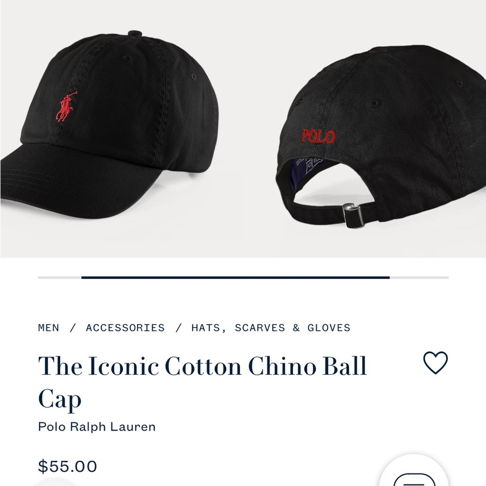 Ralph Lauren Black Cap with Red Embroidery